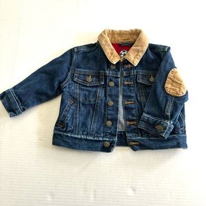 Talbots Kids Denim Jean Barn Jacket Corduroy Collar Elbow Patches Toddler 12 Mon